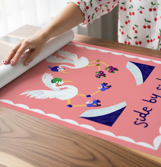 Side by Side - Flamingo Art Print