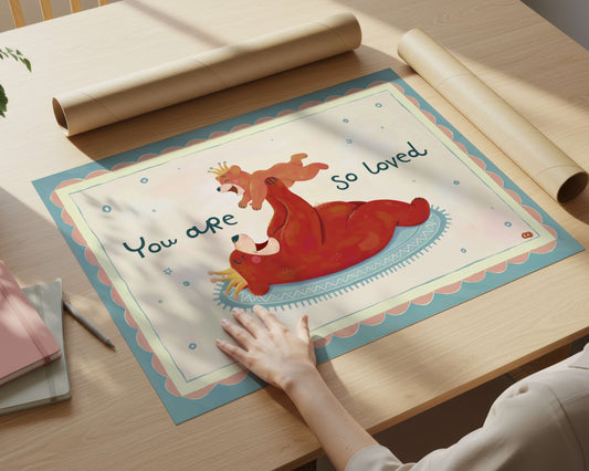 You Are So Loved - Bear Nursery Art Print (Horizontal)