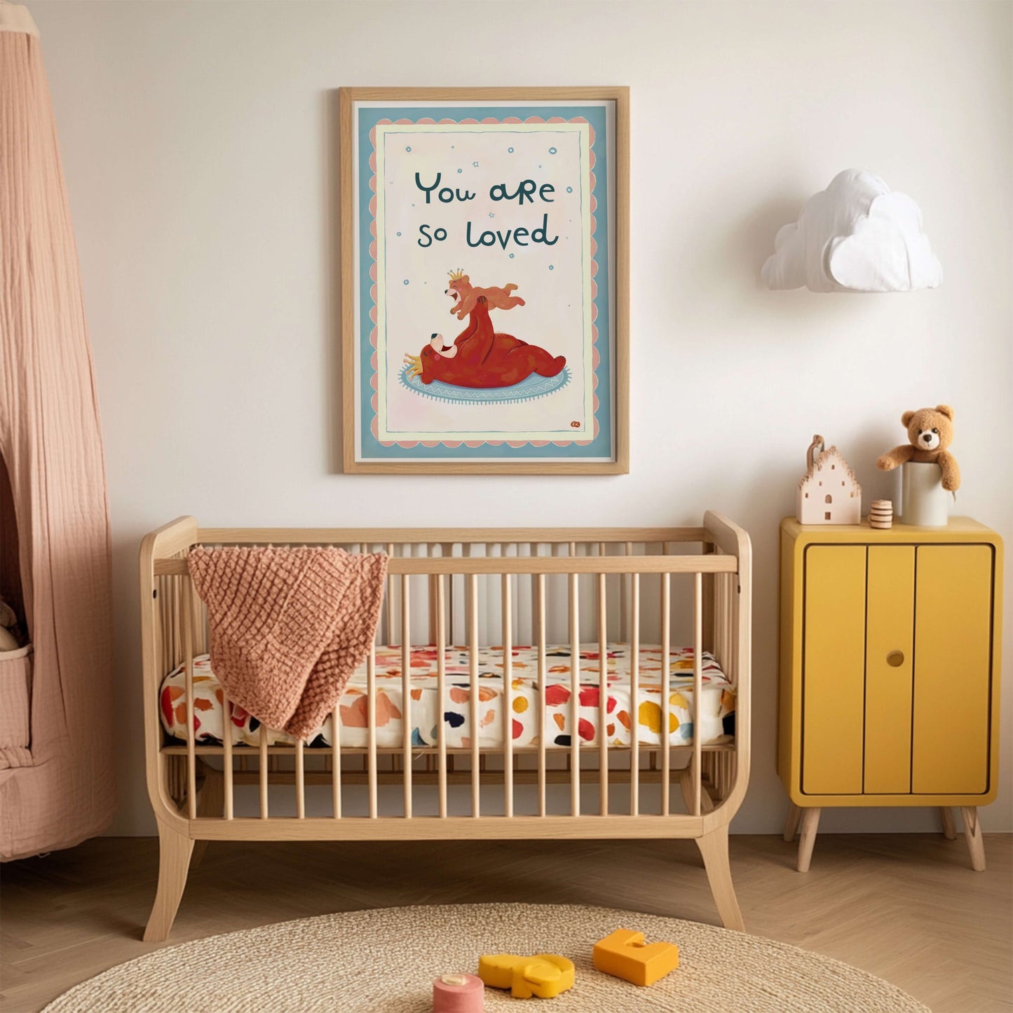 You Are So Loved - Bear Nursery Art Print (Vertical)