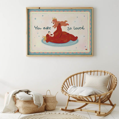 You Are So Loved - Bear Nursery Art Print (Horizontal)