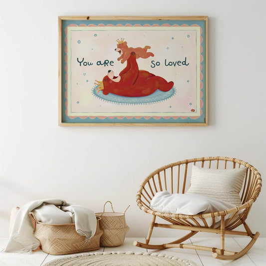 You Are So Loved - Bear Nursery Art Print (Horizontal)