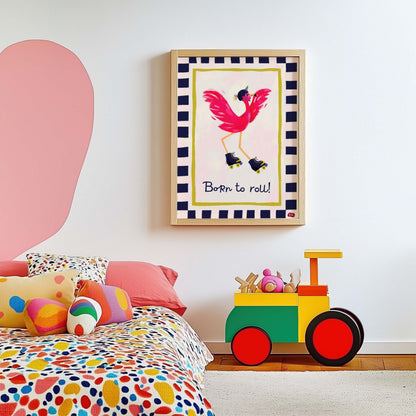 Born to Roll! - Flamingo Art Print
