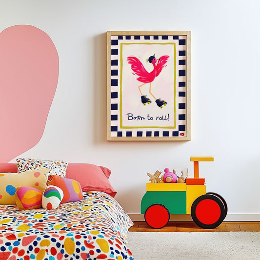 Born to Roll! - Flamingo Art Print