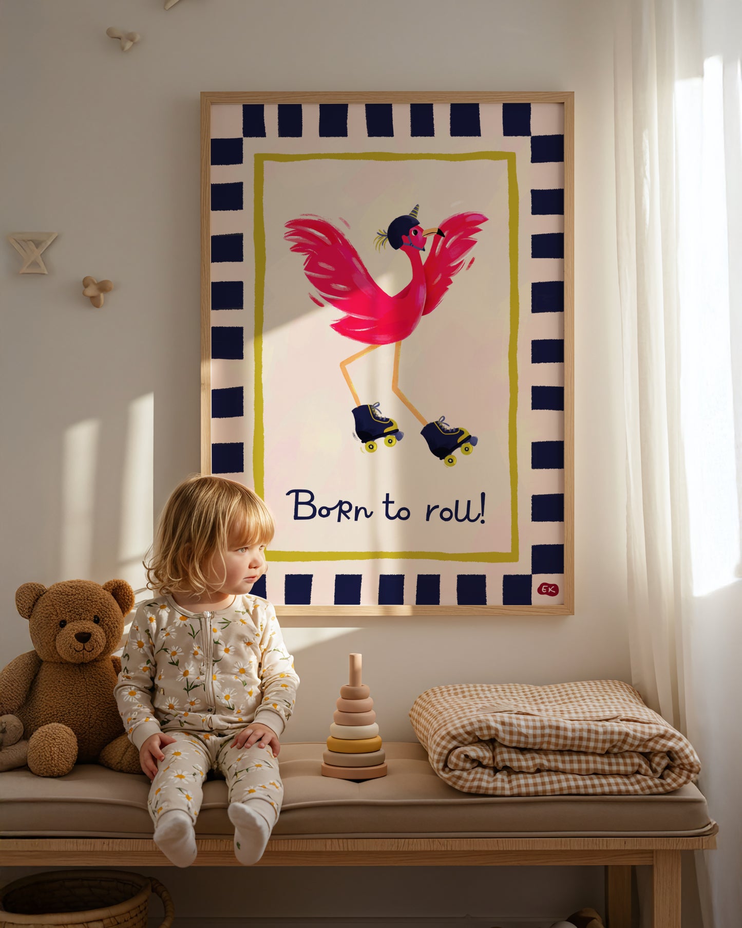 Born to Roll! - Flamingo Art Print