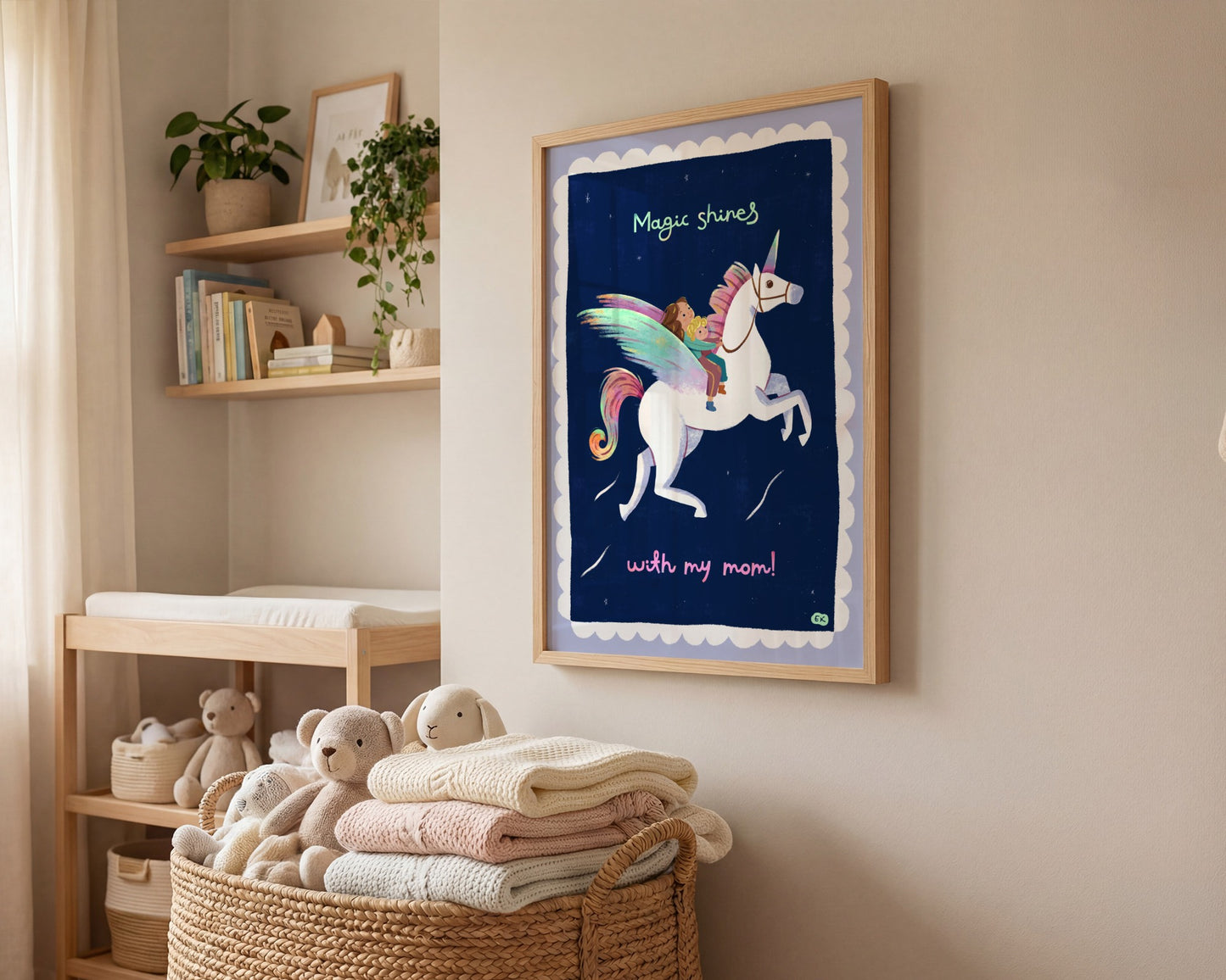 Magic Shines With My Mom! - Unicorn Art Print