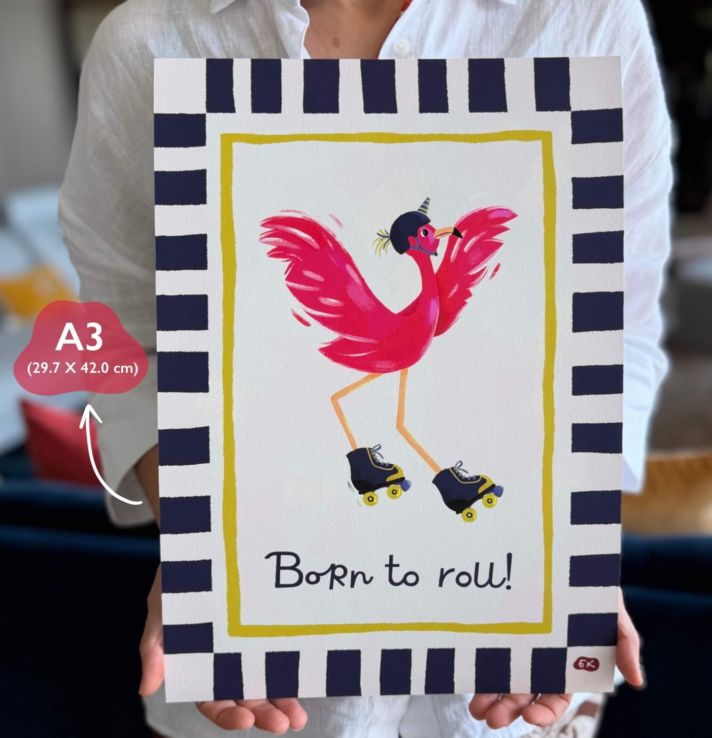 Born to Roll! - Flamingo Art Print