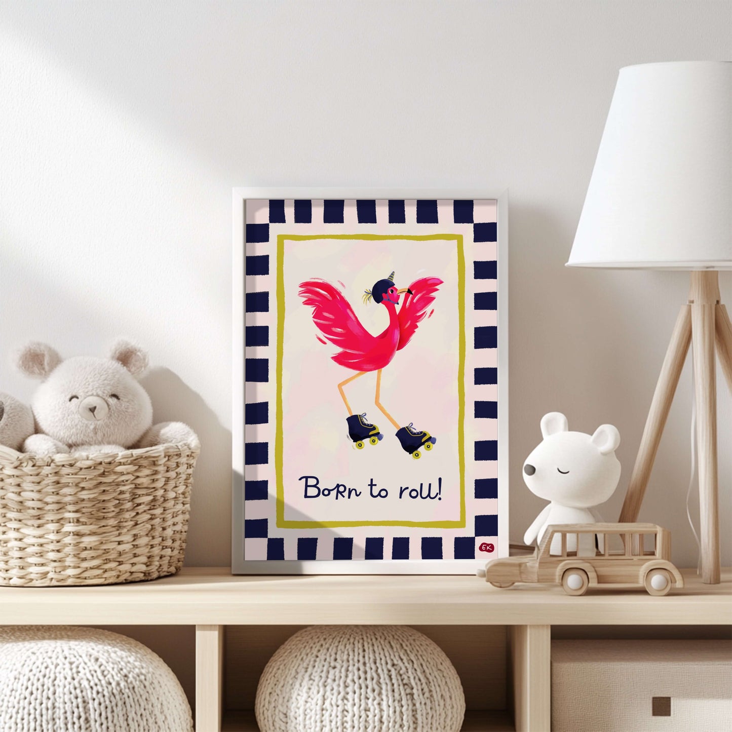 Born to Roll! - Flamingo Art Print