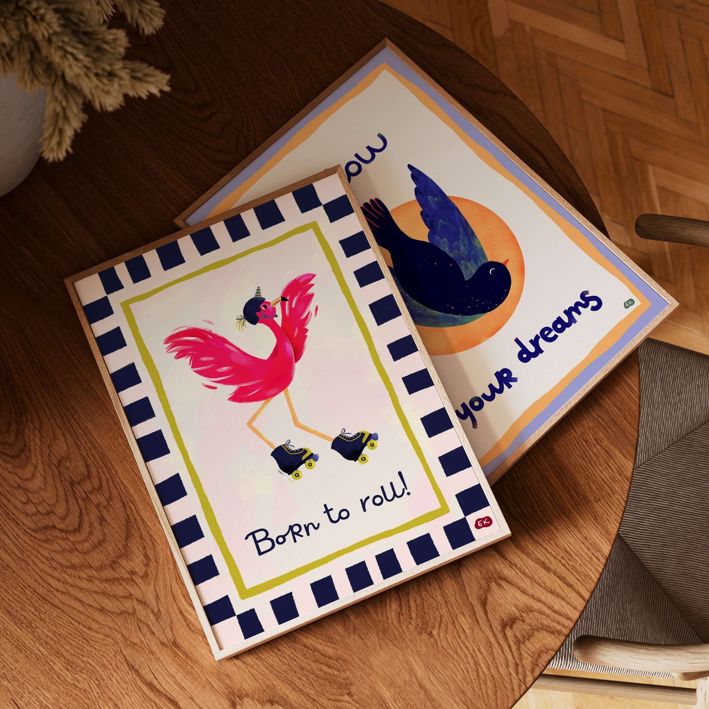 Born to Roll! - Flamingo Art Print
