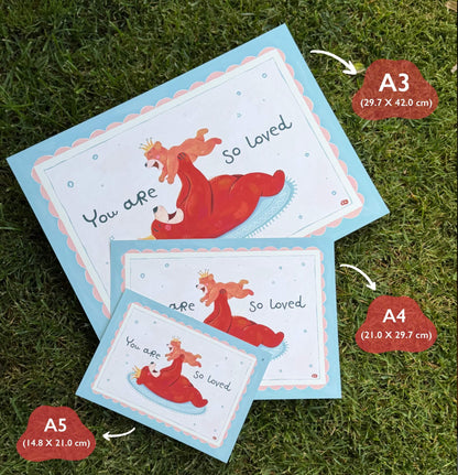 You Are So Loved - Bear Nursery Art Print (Horizontal)