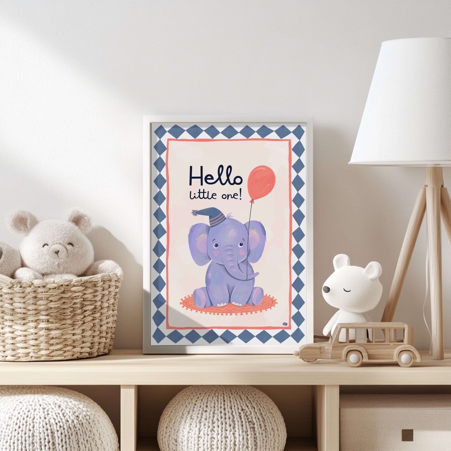 Hello Little One! - Elephant Nursery Art Print